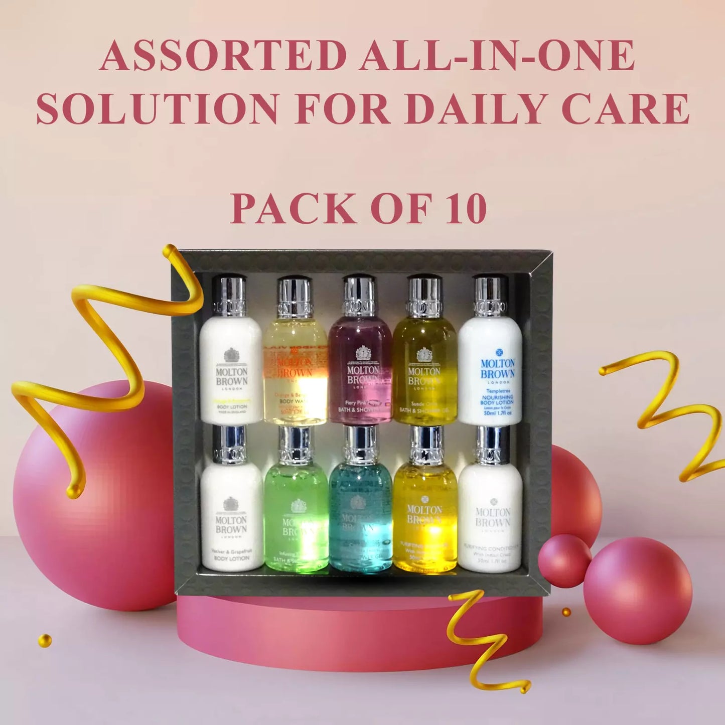 10x50ml Molton Brown Bath & Shower Set, Assorted Pack Hair & Skin Care Gift Set