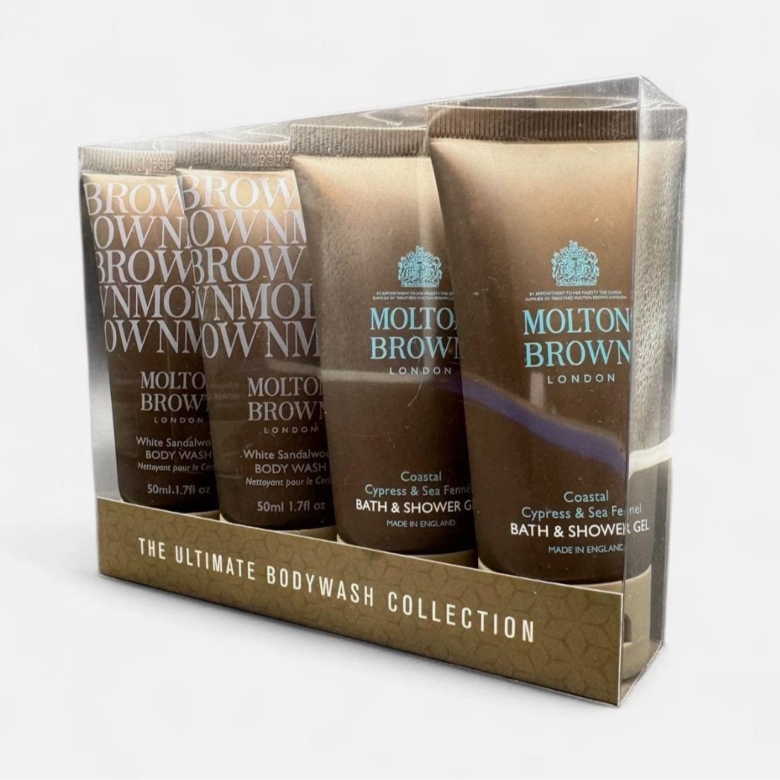 Bushukan Bath (or Orange&Bergamot, Ylang Ylang, Costal Cypress), Shower Gel & White Sandalwood Body Wash Pack - 4x50ml, Natural Ingredients, Gentle & Refreshing - Comfort