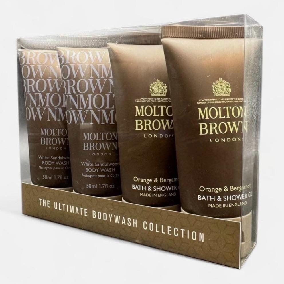 Bushukan Bath (or Orange&Bergamot, Ylang Ylang, Costal Cypress), Shower Gel & White Sandalwood Body Wash Pack - 4x50ml, Natural Ingredients, Gentle & Refreshing - Comfort